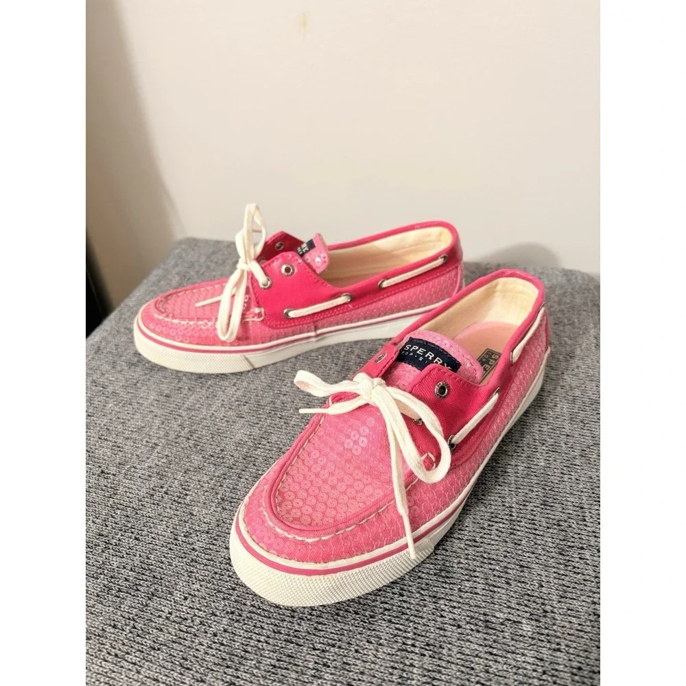Sperry Top-Sider Boat Shoes Y2K Sequin Embellished Pink Vintage Gem